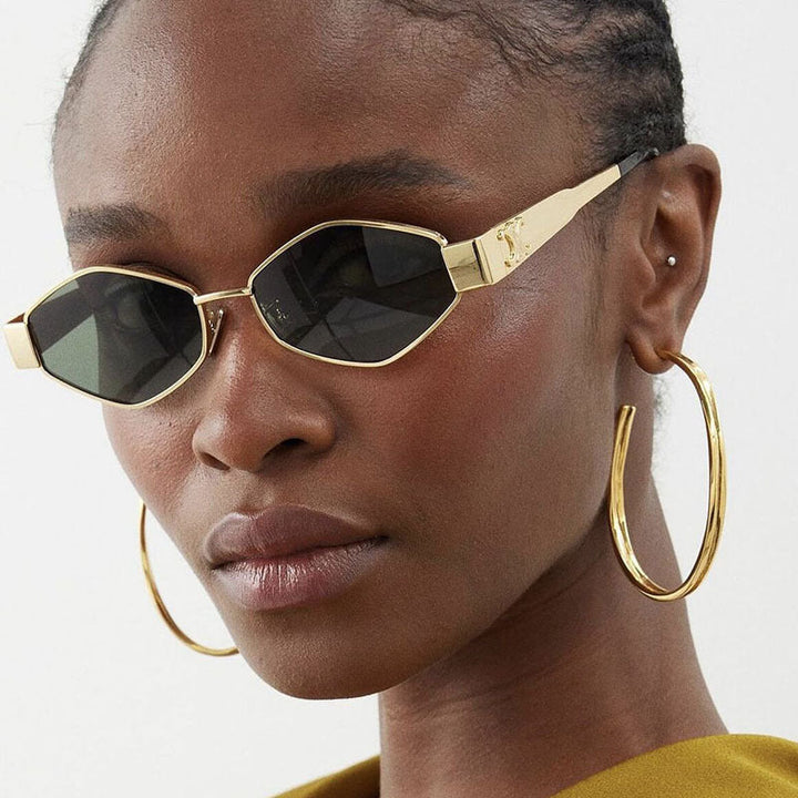Women's hexagonal designer sunglasses with innovative metal frame Kalsten
