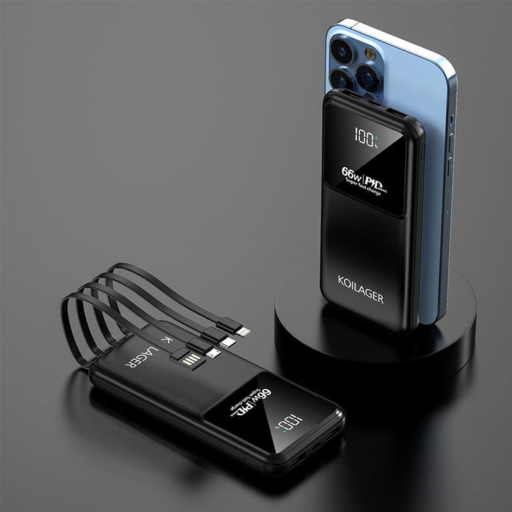Multi-functional power bank with integrated charging cables and LCD display Kalsten