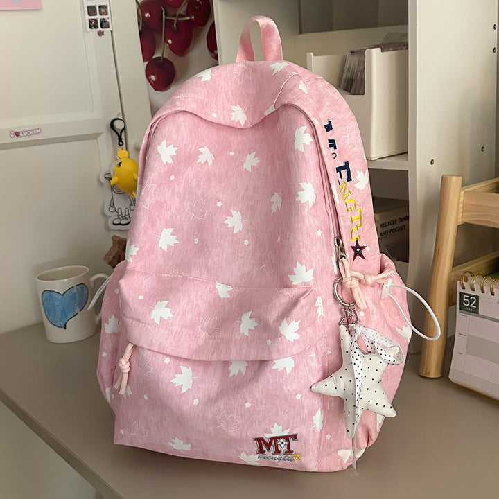 Contemporary Leaf-Patterned School Backpack