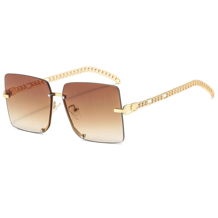 Women's fashionable sunglasses with luxurious chain arm and rectangular frame Kalsten