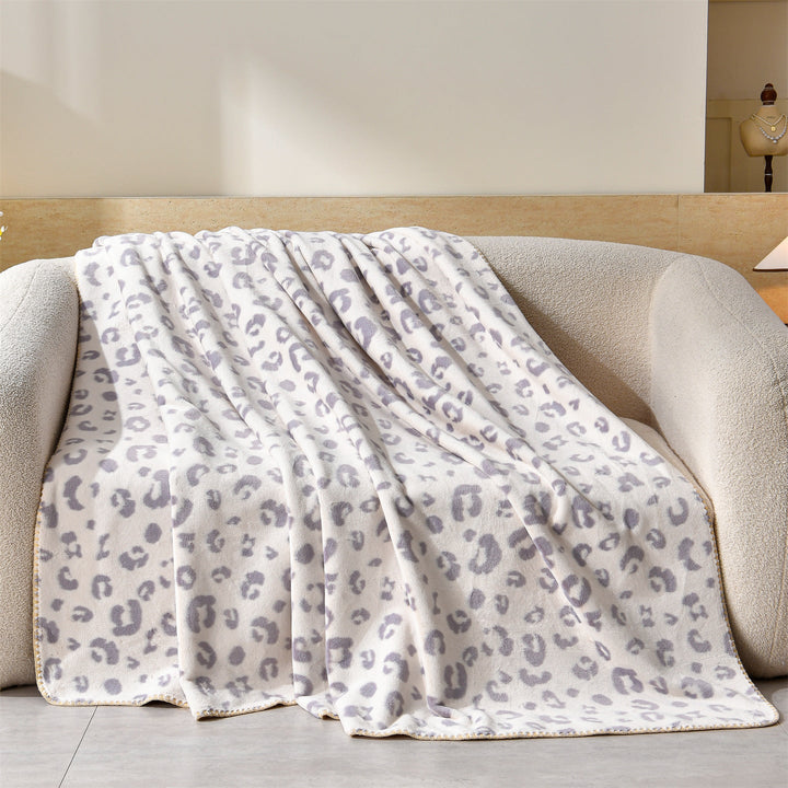 Luxury Leopard-Print Fleece Throw Blanket Kalsten