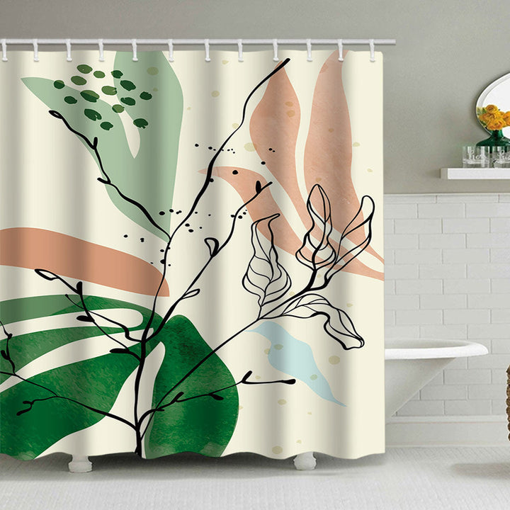 Abstract Botanical Print Shower Curtain Kalsten
