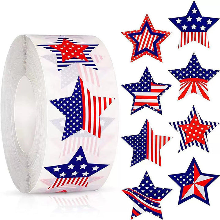 Unisex nano sticker set with patriotic star motifs in roll format, removable and versatile Kalsten