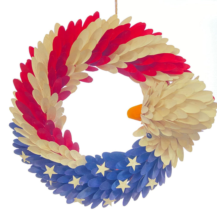 Unisex nan more patriotic door wreath with realistic eagle head and handcrafted wooden feathers Kalsten