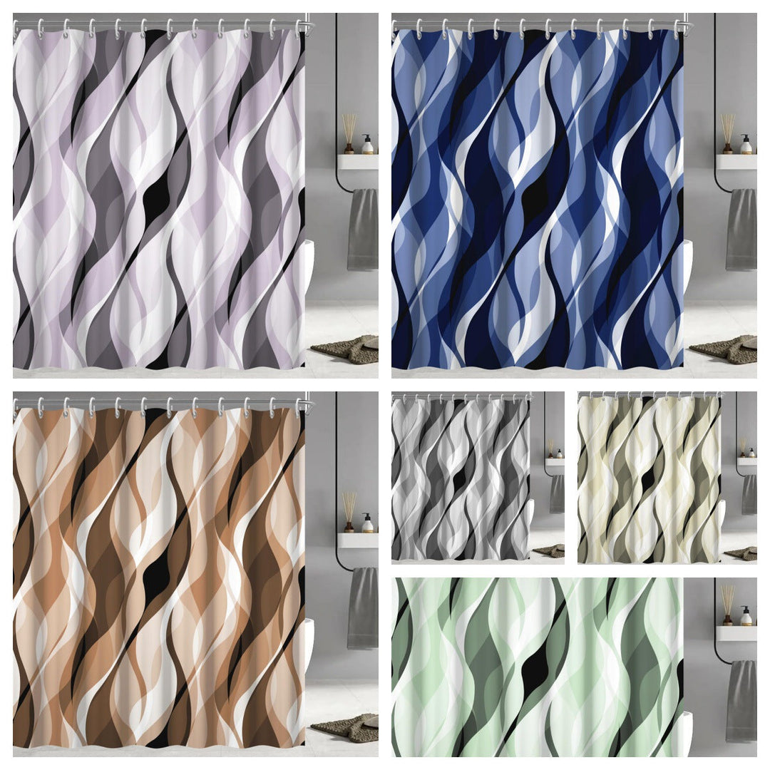 Abstract Wave Pattern Shower Curtain Kalsten