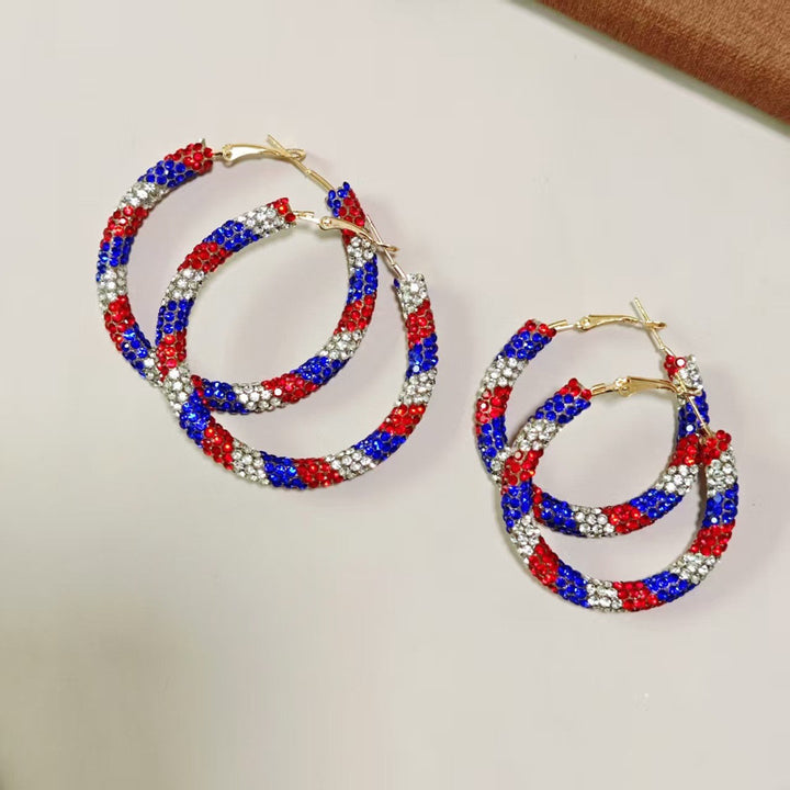 Women's sparkling hoops with rhinestone decoration and secure lever closure Kalsten