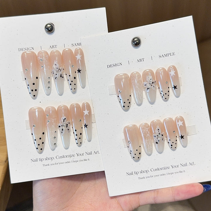 Acrylic Nails Set with Creative Designs and Shimmering Accents Kalsten