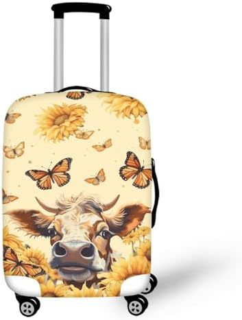 Unisex nano elastic suitcase cover with horse and sunflower motif, stretchable stretch protection for hard shell trolley with zipper Kalsten