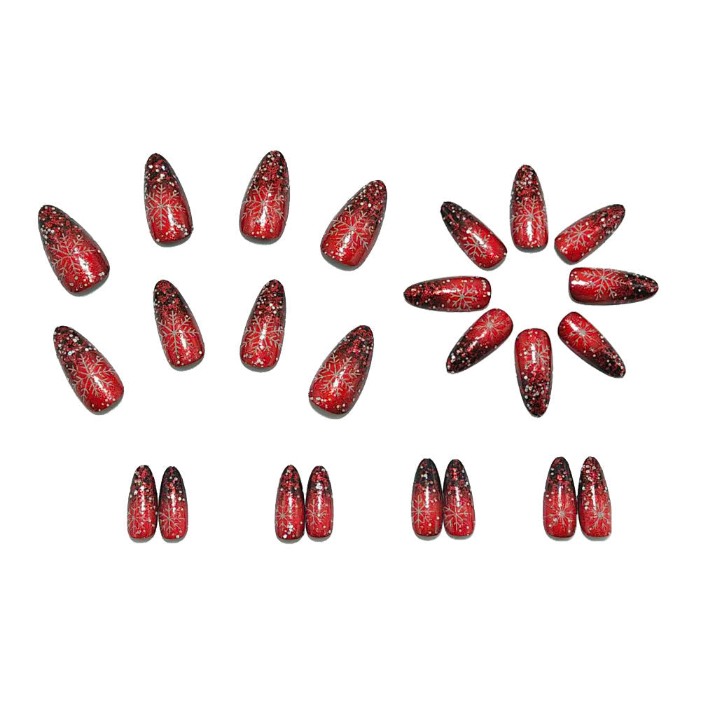 Glittering artificial nails with winter design Kalsten