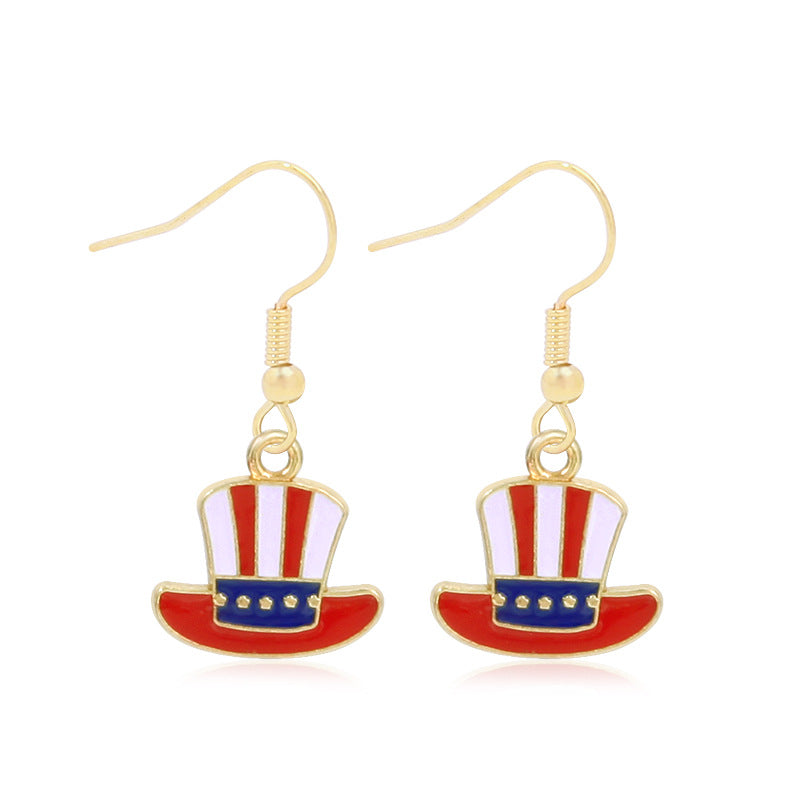 Women's star-shaped enamel earrings with USA flag motif and gold-plated fish Kalsten