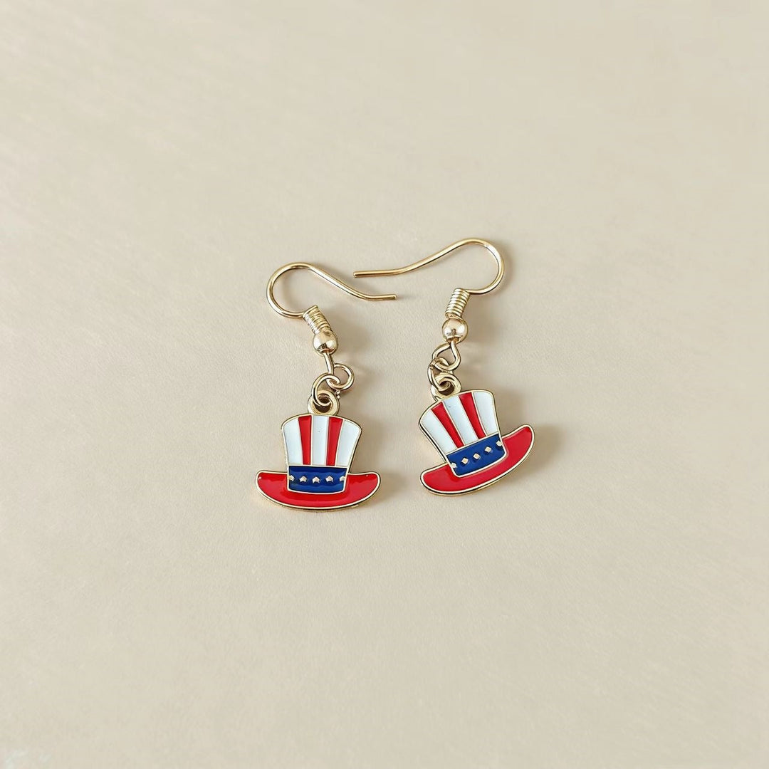 Women's noticeable tassel earrings with American flag pendant and pearl fringes Kalsten