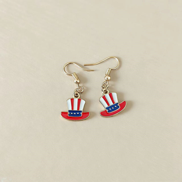 Women's noticeable tassel earrings with American flag pendant and pearl fringes Kalsten