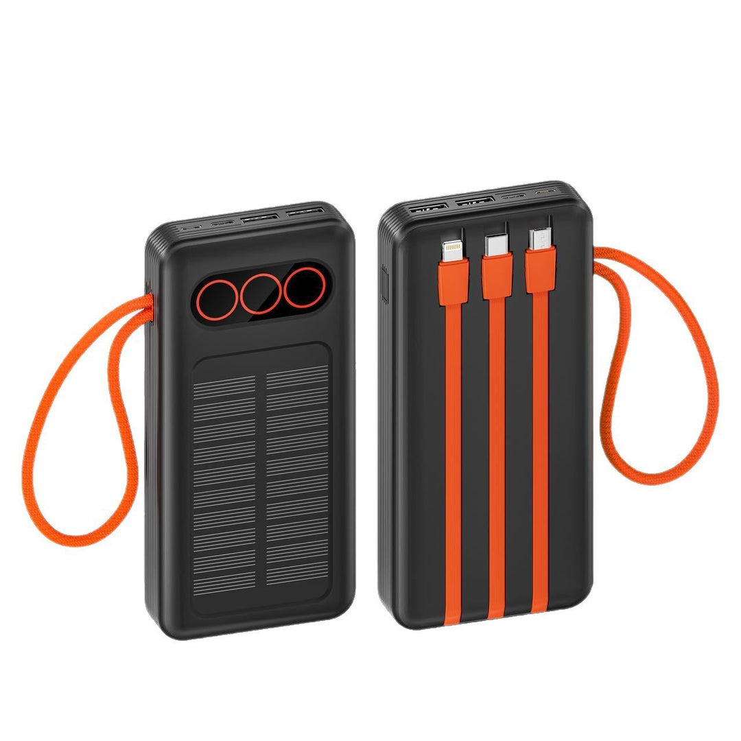 Portable Solar Power Bank with Integrated Charging Cables and Fast Charging Function Kalsten