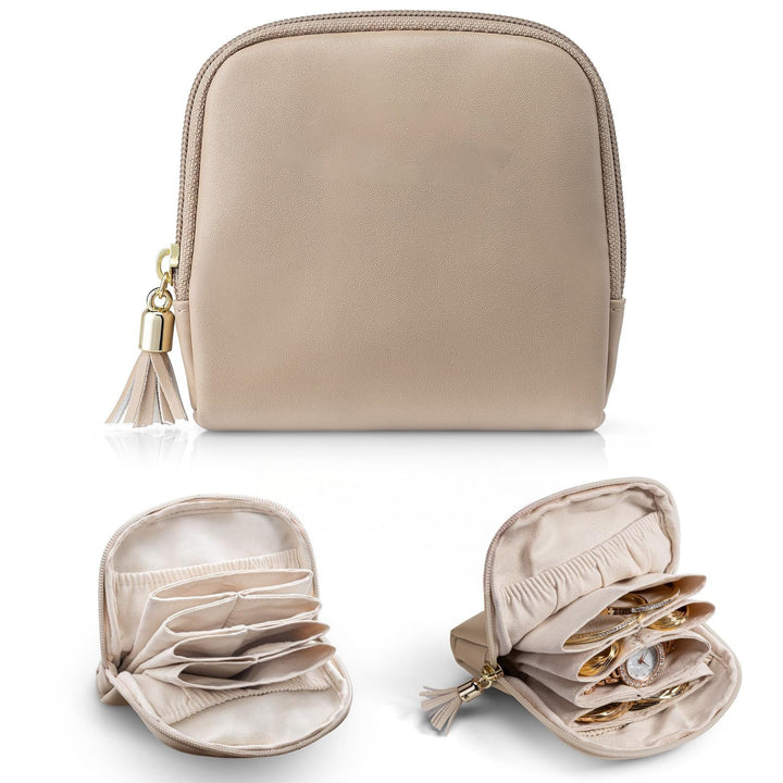 Cosmetic organizer with structured interior and elegant tassel Kalsten