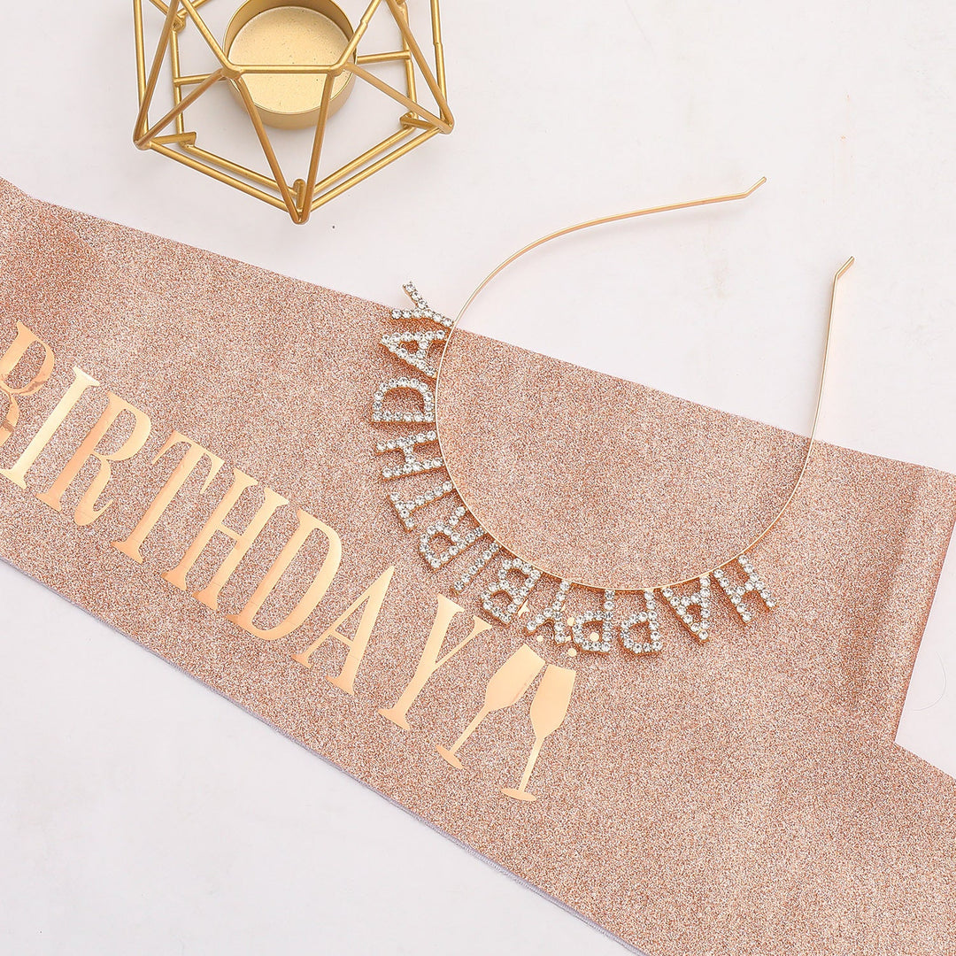 Ladies Glitter Headband with "Happy Birthday" Inscription Kalsten
