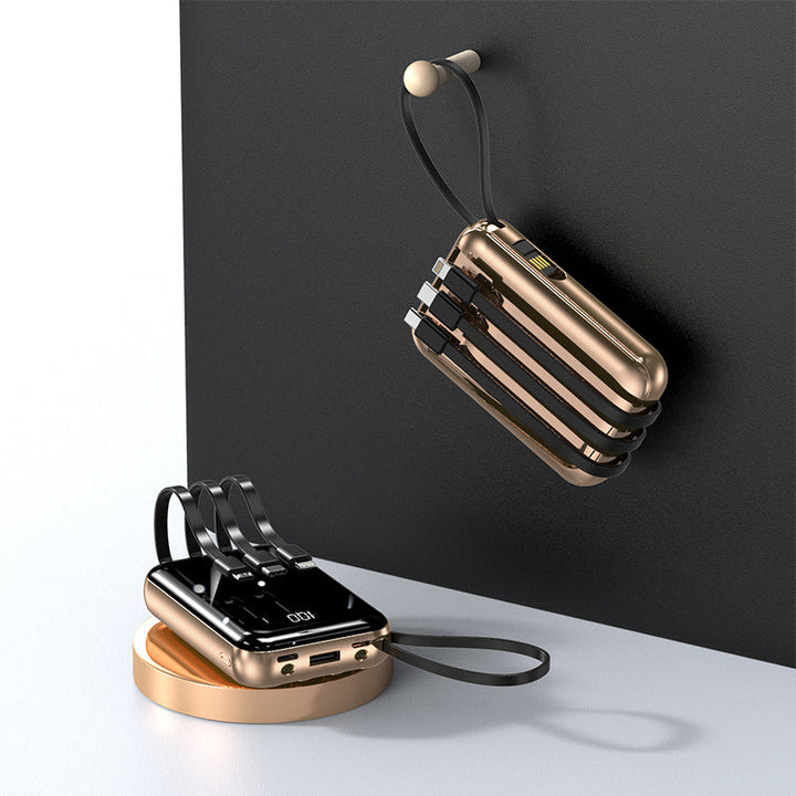 Portable power bank with integrated charging cables and digital charging display Kalsten