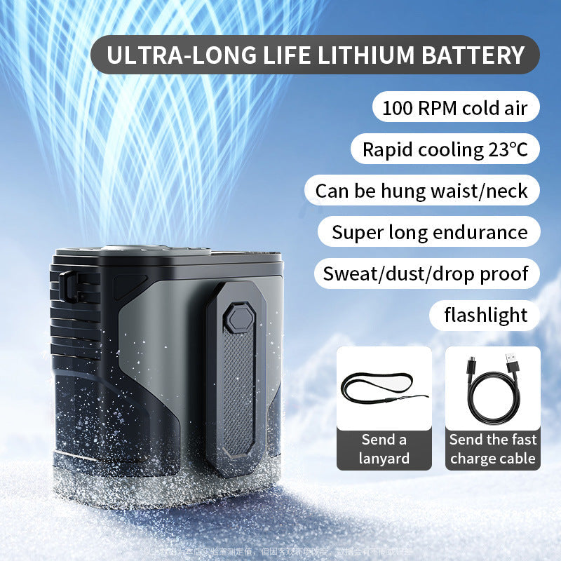 Unisex nan portable wearable rechargeable personal cooling fan with integrated flashlight and long-life lithium battery Kalsten