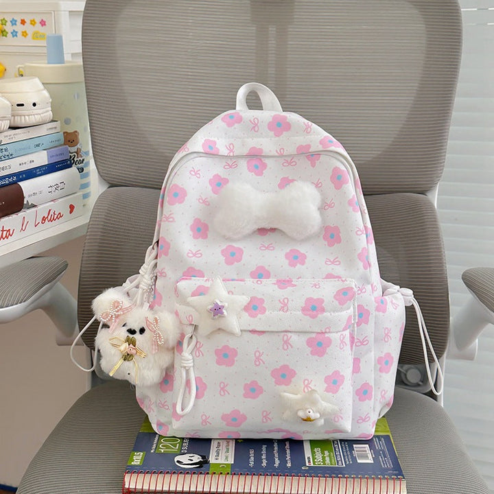 Cute Character Design Floral School Backpack