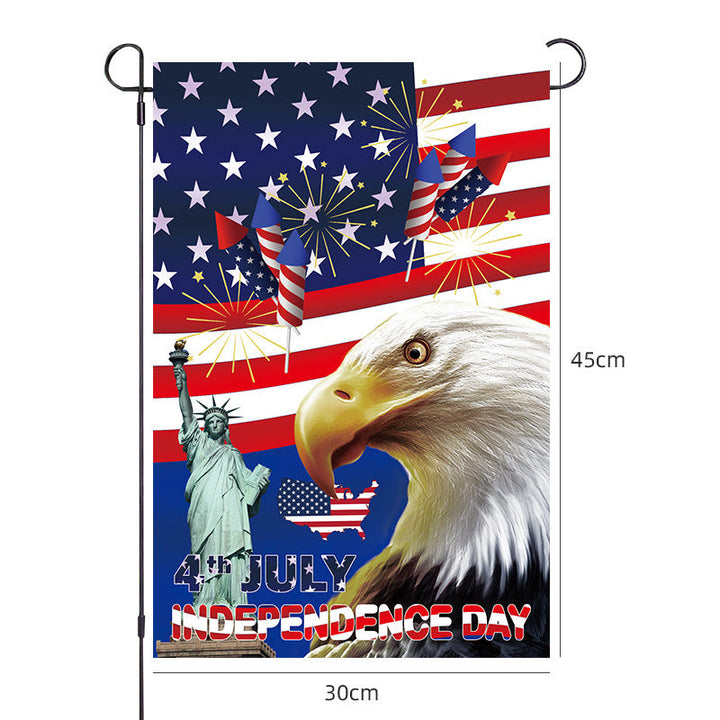 Unisex nano patriotic garden flag with USA map cross and soldier silhouette weatherproof polyester fabric Kalsten