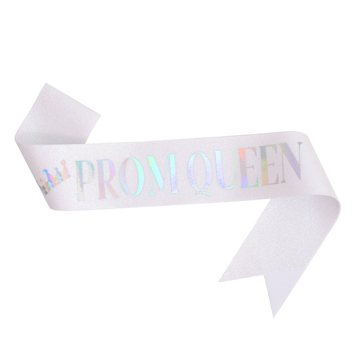 Ladies festive satin sash with holographic print Kalsten