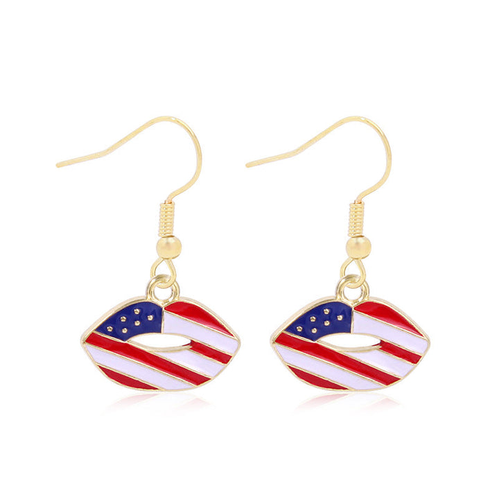 Women's star-shaped enamel earrings with USA flag motif and gold-plated fish Kalsten
