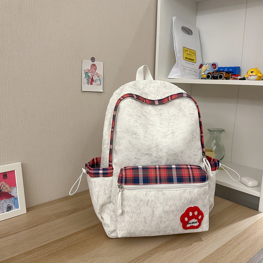 Casual Plaid Pattern School Backpack