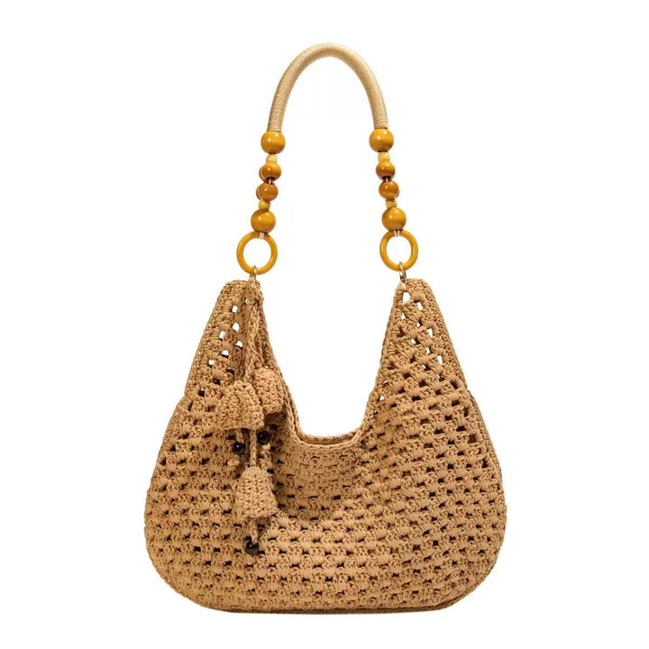 Handcrafted Macrame Shoulder Bag with Wooden Handles Kalsten
