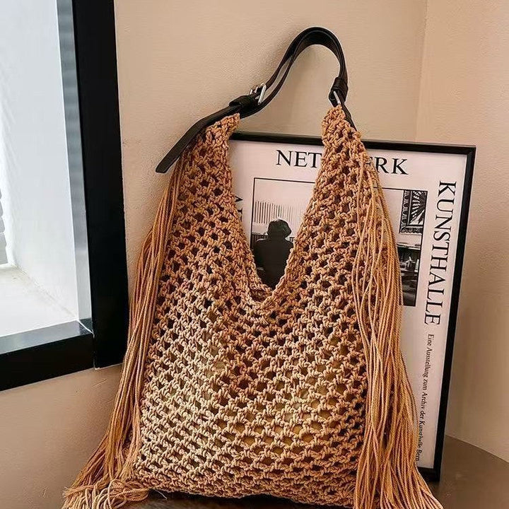 Handcrafted Stylish Tote Bag with Fringes Kalsten