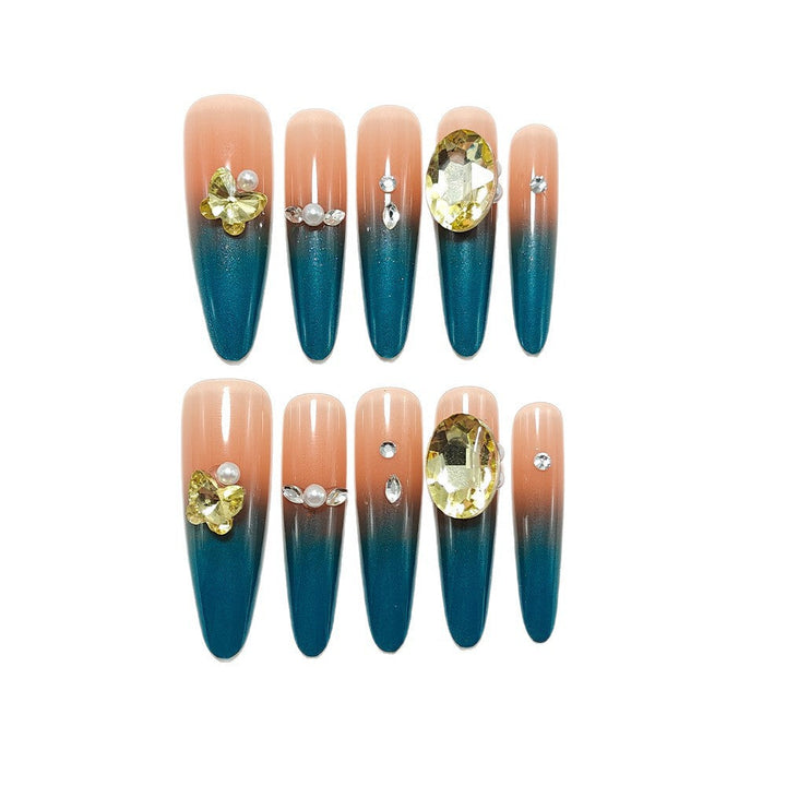 Glamorous artificial nails with elegant ombre effect and high-quality embellishments Kalsten