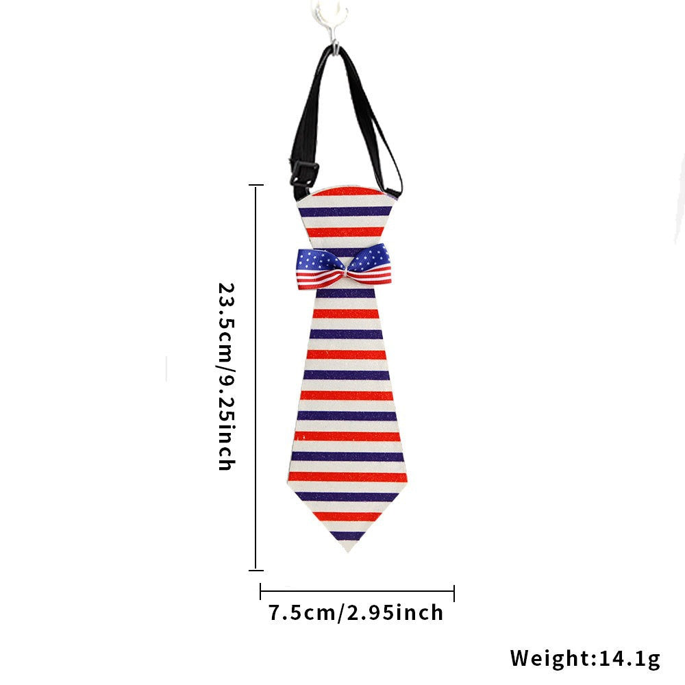 Unisex nan patriotic striped pet necktie with adjustable elastic collar Kalsten
