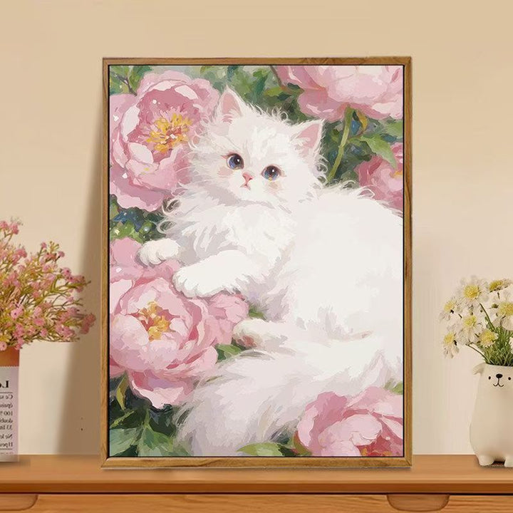 Cat-Themed Floral Wall Art Print Kalsten