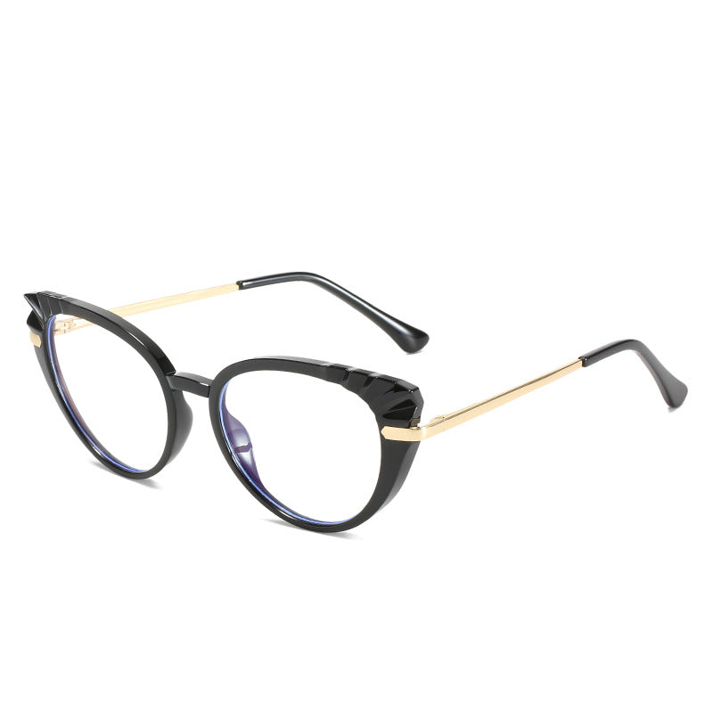 Women's Cat-Eye Prescription Glasses with Glossy Plastic Frame and Gold Accents Kalsten