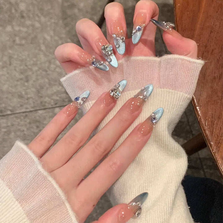 Artistic Crystal-Embellished Nail Extensions Kalsten