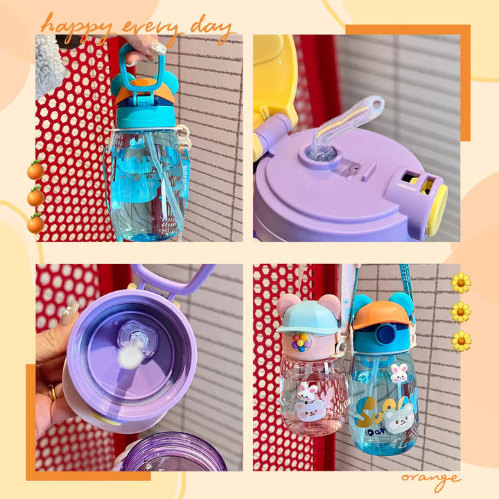Women Playful Children's Drinking Bottle with Integrated Straw Kalsten