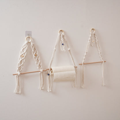 Macrame Hanging Plant Holder with Wooden Rod Acalora