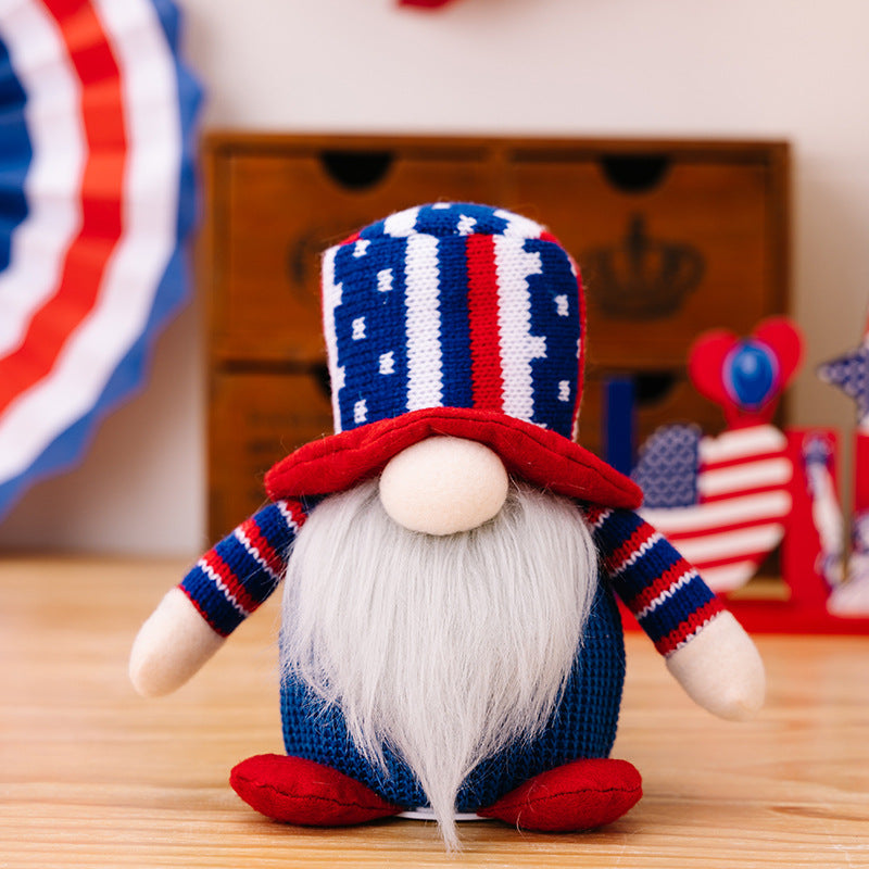 Unisex decorative fabric gnome as festive table and shelf decoration with knitted pointed hat and faux fur beard Kalsten