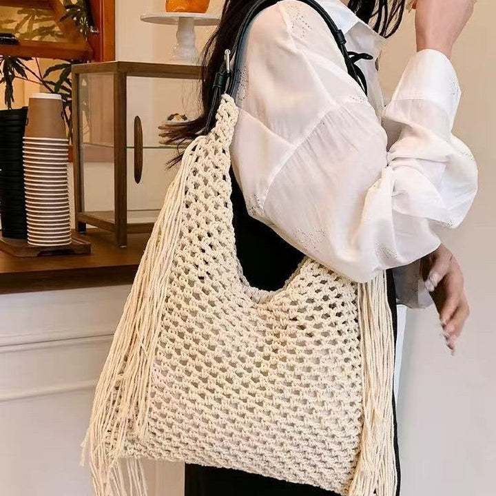 Handcrafted Stylish Tote Bag with Fringes Kalsten