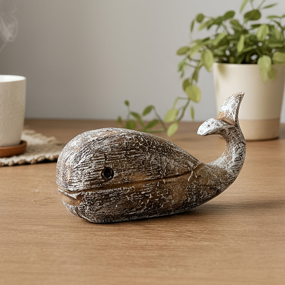 Playful Wooden Whale Figure