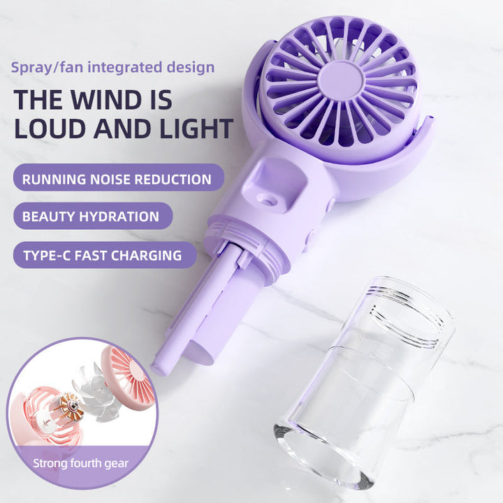 Cooling handheld misting fan with quiet brushless motor and detachable transparent water reservoir Kalsten