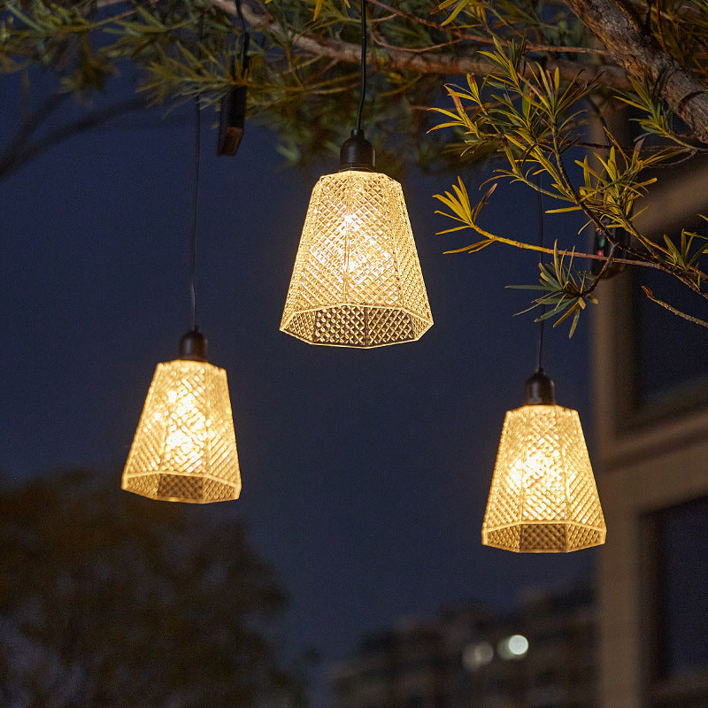 Solar USB Rechargeable Textured Glass Pendant Light Kalsten