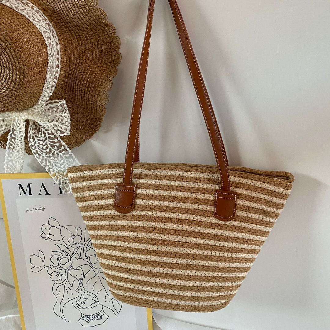 Trendy Basket Bag with Leather Handles Kalsten