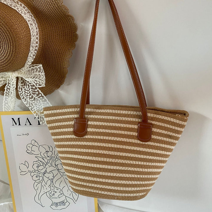 Elegant Woven Bag with Leather Handles Kalsten