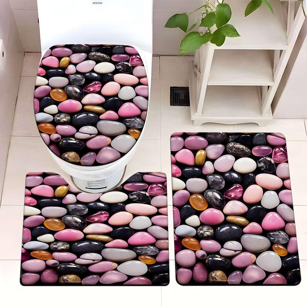 Decorative Pebble Bathroom Mat Set Kalsten