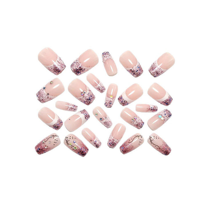 Glittering artificial nails with elegant tip and sparkling accents Kalsten
