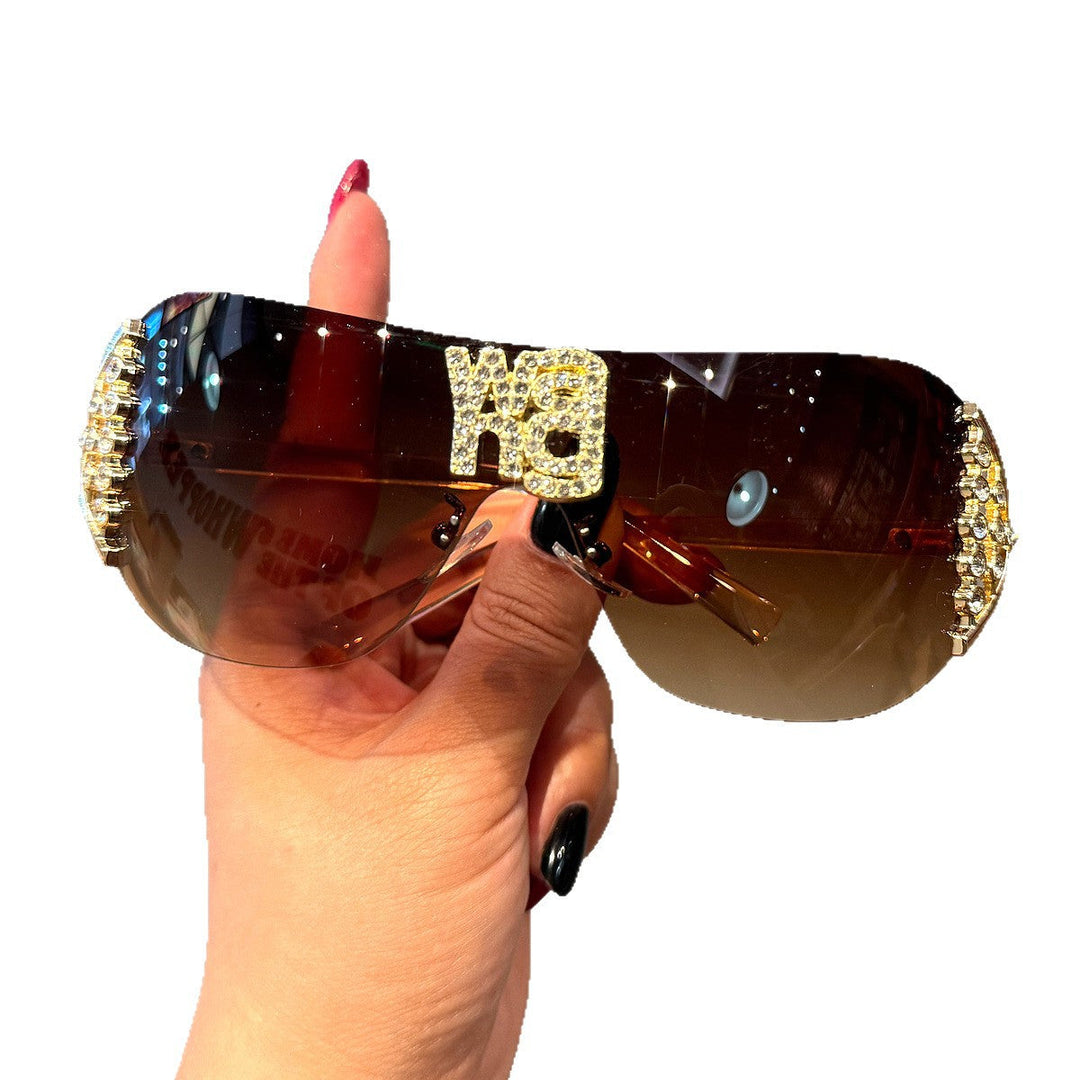 Women's Fashion Oversized Sunglasses with Rhinestone Applications Kalsten