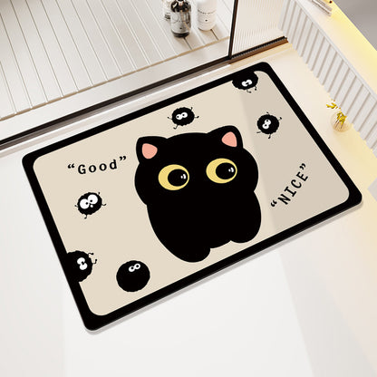 Cartoon Cat-Themed Bath Rug Acalora