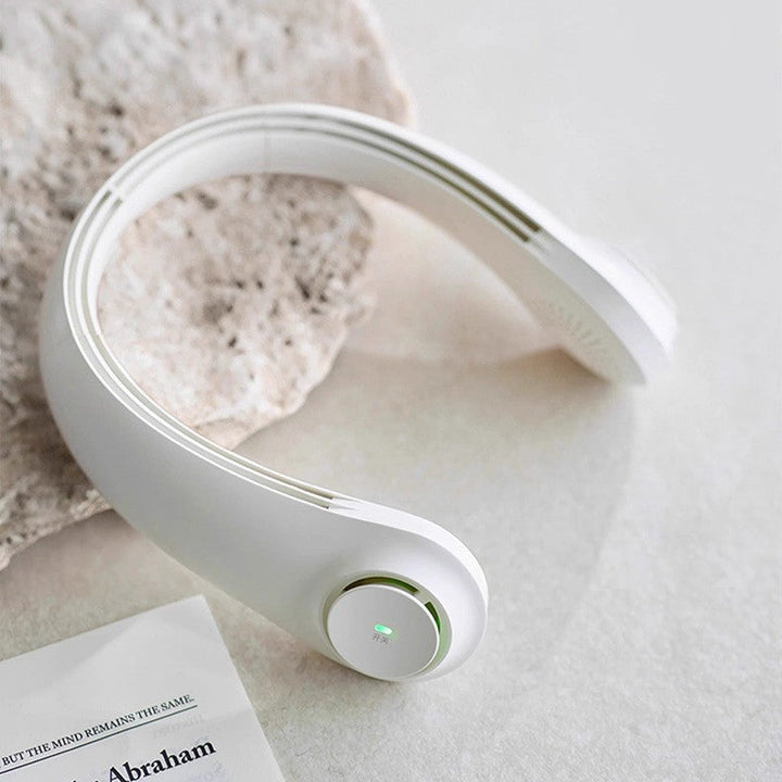 Unisex nan ergonomic neck fan bladeless with rechargeable battery, quiet motor, and adjustable airflow Kalsten