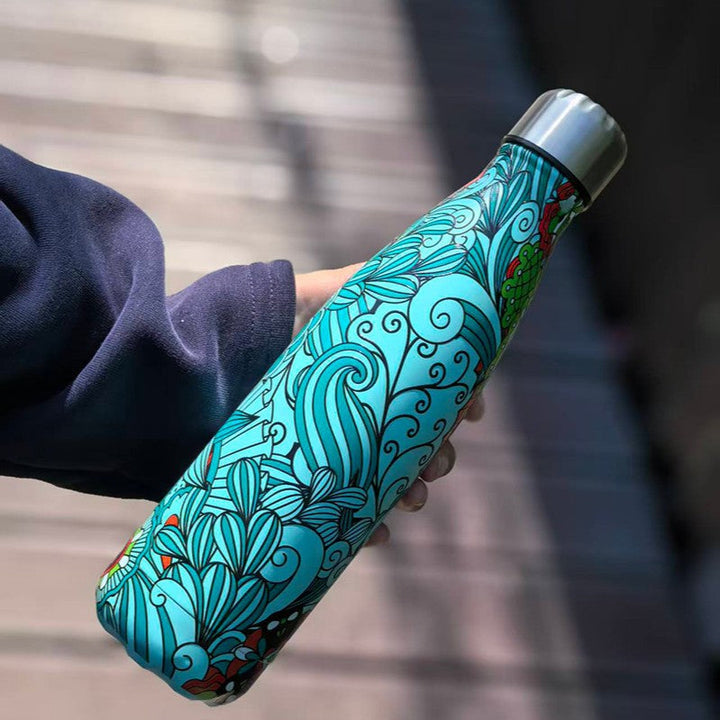 Unisex double-walled insulated bottle made of stainless steel with vacuum insulation and leak-proof screw cap Kalsten