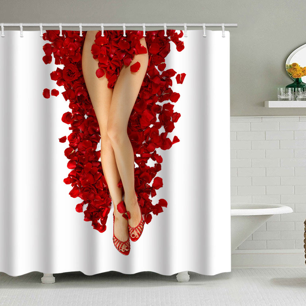 Romantic Floral Swan Shower Curtain