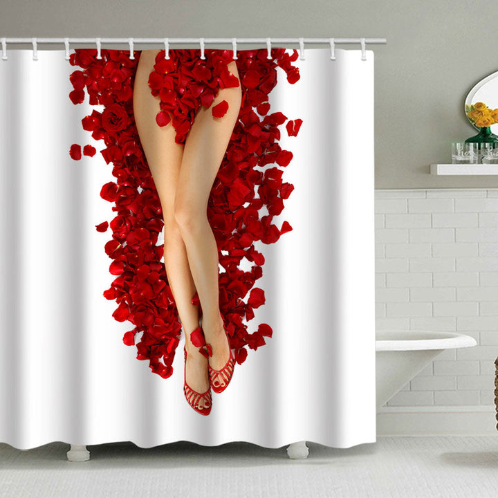 Romantic Floral Swan Shower Curtain Kalsten